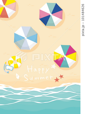 ビーチのカラフルなパラソルの背景イラスト 101484626
