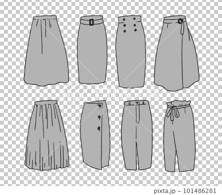 グレーのスカートのイラストセット グレーのスカートのイラストセット 101486281