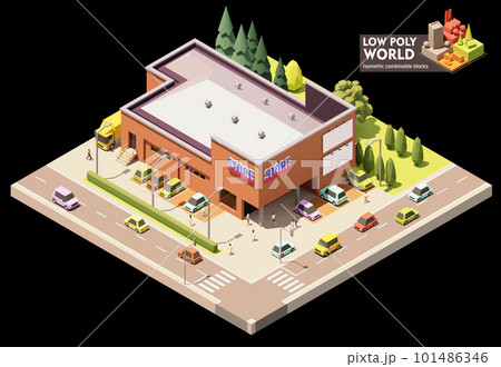 Vector isometric supermarket building 101486346