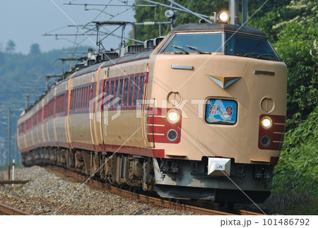 北陸本線　細呂木ー芦原温泉　JR西日本　485系　A09編成（京都）　雷鳥 101486792