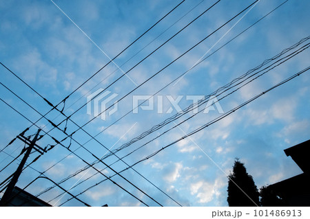 早朝の空と電線 101486913