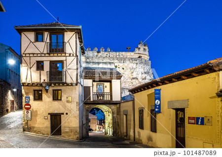 Puerta de San Andres at Segovia, Spain. Defensive wall of Segovia. 101487089