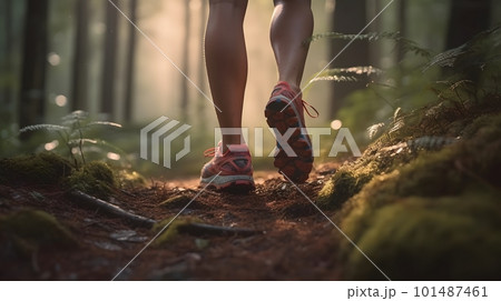 Runners Legs on Forest Trail. Fitness and Vitality Concept. Ai generated 101487461