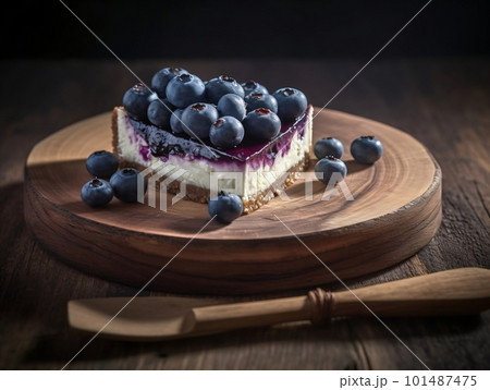 Fresh Yummy Handmade Piece of Blueberry Cheesecake. Generative ai Fresh Yummy Handmade Piece of Blueberry Cheesecake. Generative ai 101487475