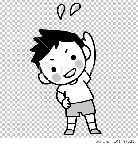 一個男孩做體操單色的插圖 一個男孩做體操單色的插圖 101487623