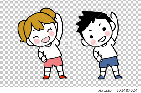 boy and girl doing gymnastics 101487624