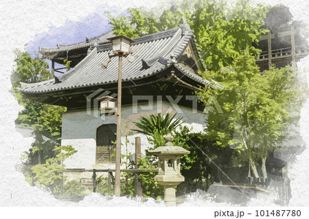 水彩画風 宮島 厳島神社 御文庫 広島県廿日市市 水彩画風 宮島 厳島神社 御文庫 広島県廿日市市 101487780