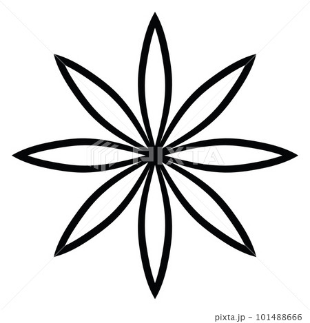 Black outline flower mandala. Doodle round decorative element for coloring book isolated on white background. Floral geometric circle. 101488666