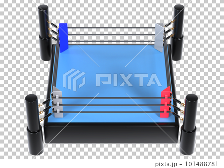 A bird's-eye view 3D illustration of a ring used in professional wrestling, boxing, and mixed martial arts. 3D rendering. A bird's-eye view 3D illustration of a ring used in professional wrestling, boxing, and mixed martial arts. 3D rendering. 101488781
