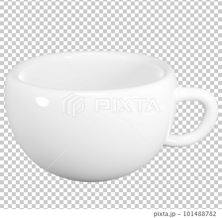 用於咖啡、湯等的白色杯子的 3D 插圖。 3D 渲染。 101488782