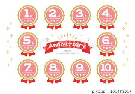 アニバーサリー アイコンセット ベクターイラスト 101488917