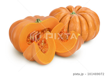 Fresh orange pumpkin isolated on white background with full depth of field 101489072