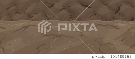 洞窟の通路と壁の風景_横スクロールゲームの背景_シームレス 101489165