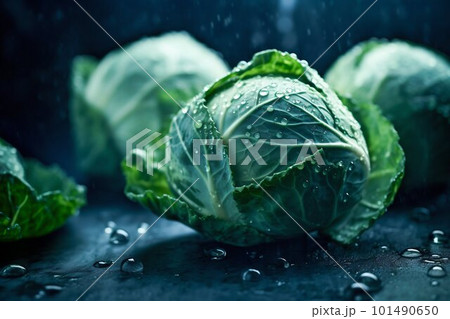 Fresh Cabbages illustration. Generative AI 101490650