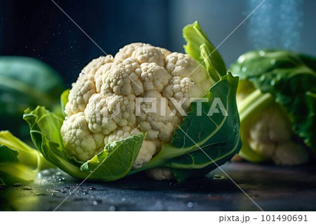 Fresh Cauliflowers cabbage. Generative AI Fresh Cauliflowers cabbage. Generative AI 101490691