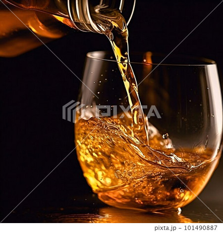 Pouring whisky into a glass. Generative AI 101490887