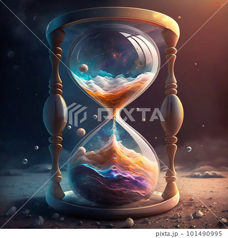 Hourglass flow of time and space. Generative AI 101490995