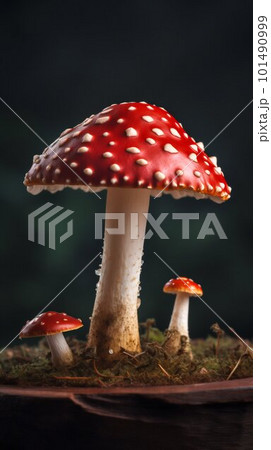 Fly agaric mushrooms. Generative AI 101490999