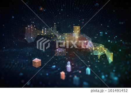 Digital graphs, glowing lines and diagram on screen. Big data analytics. Generative AI 101491452