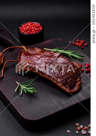 Delicious duck fillet or breast grilled or smoked with spices and salt 101491610