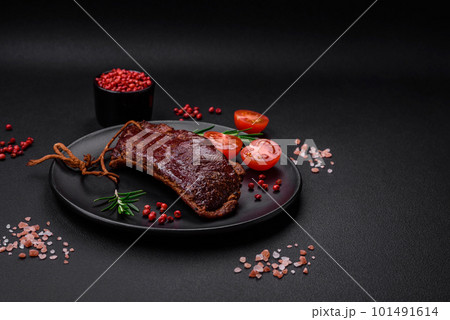 Delicious duck fillet or breast grilled or smoked with spices and salt 101491614