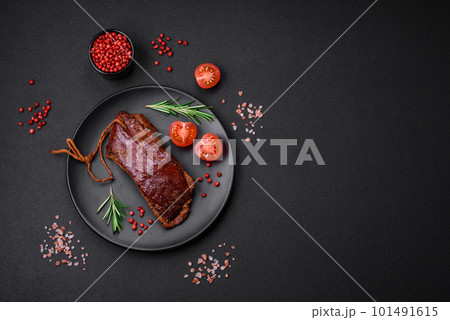 Delicious duck fillet or breast grilled or smoked with spices and salt 101491615