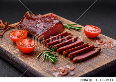 Delicious duck fillet or breast grilled or smoked with spices and salt Delicious duck fillet or breast grilled or smoked with spices and salt 101491643