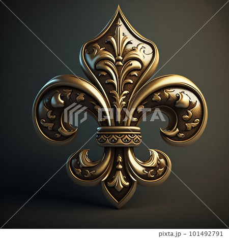 Royal gold fleur de lis ornament. Generative AI 101492791