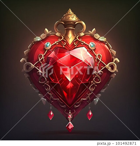 Big red jewel heart. Valentine day. Generative AI 101492871