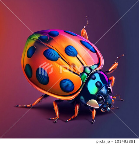 Ladybug colorful illustration closeup. Generative AI 101492881
