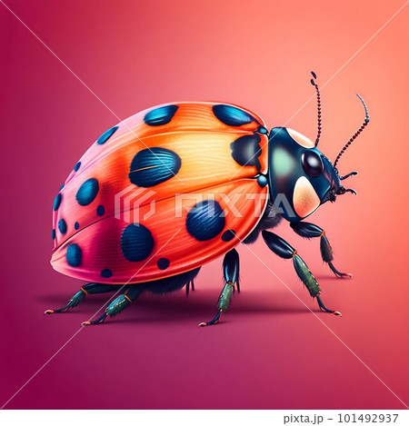 Ladybug colorful illustration closeup. Generative AI 101492937