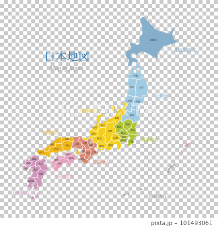 日本地図　地方色区分 101493061
