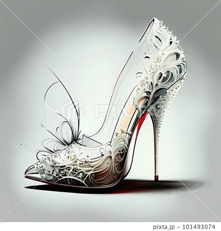 High heels louboutin sandals, stilettos with peep toe. Generative AI 101493074