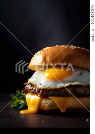 Burger on a brioche bun. Generative AI 101493076