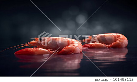 Fresh red shrimps foodphoto. Generative AI 101493112