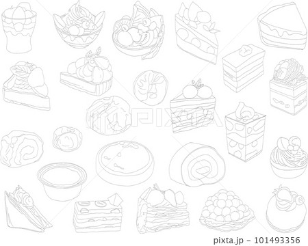 シンプルなケーキの線画アイコンセット 101493356