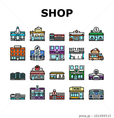 store shop retail web cart icons set vector store shop retail web cart icons set vector 101494515