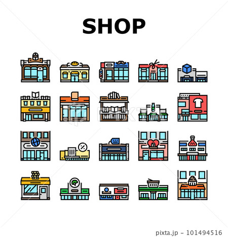 store shop retail market icons set vector store shop retail market icons set vector 101494516