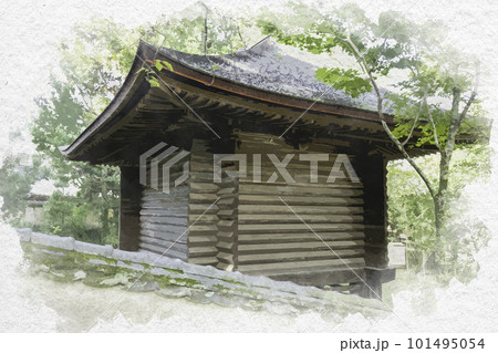 水彩画風　宮島　厳島神社　宝蔵　広島県廿日市市 101495054