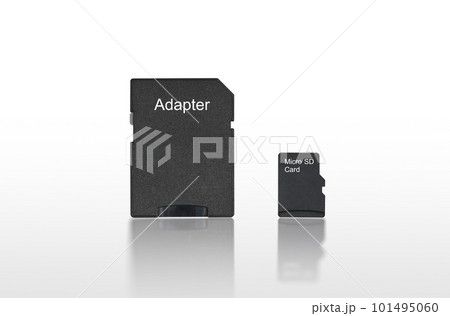 Close up back of micro sd or memory card and adapter isolated on white background, clipping path 101495060