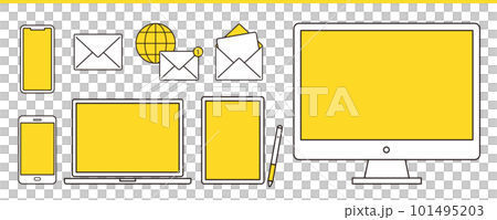パソコン、スマホ、タブレットなど情報端末イラストセット パソコン、スマホ、タブレットなど情報端末イラストセット 101495203