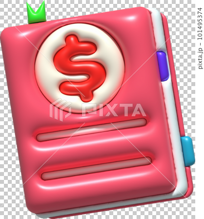 illustration 3D , book with cover in the shape of a dollar financial record book illustration 3D , book with cover in the shape of a dollar financial record book 101495374