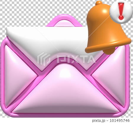 3D illustration, email, letter with notification bell 101495746
