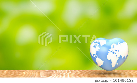 The earth  map on heart for eco concept 3d rendering 101496158