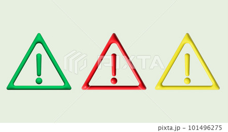 illustration. 3D Symbols with caution symbols. 101496275