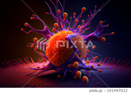 Cancer cells attacking a human brain Cancer cells attacking a human brain 101497022