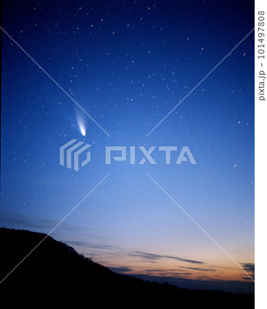 夜明け前の空に見るヘールボップ彗星 夜明け前の空に見るヘールボップ彗星 101497808
