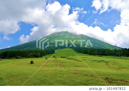 大山隠岐国立公園桝水高原から見上げる大山の雄大な姿　鳥取県西伯郡伯耆町 101497832