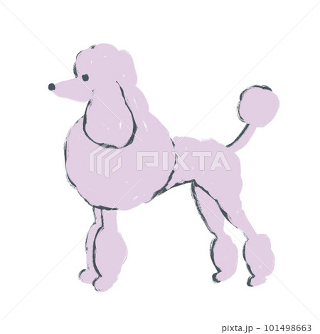 スケッチ、絵画、犬、スタンダードプードル 込み合っ