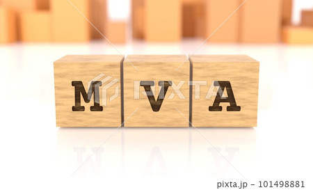 MVAの文字が印字された木製ブロック 101498881